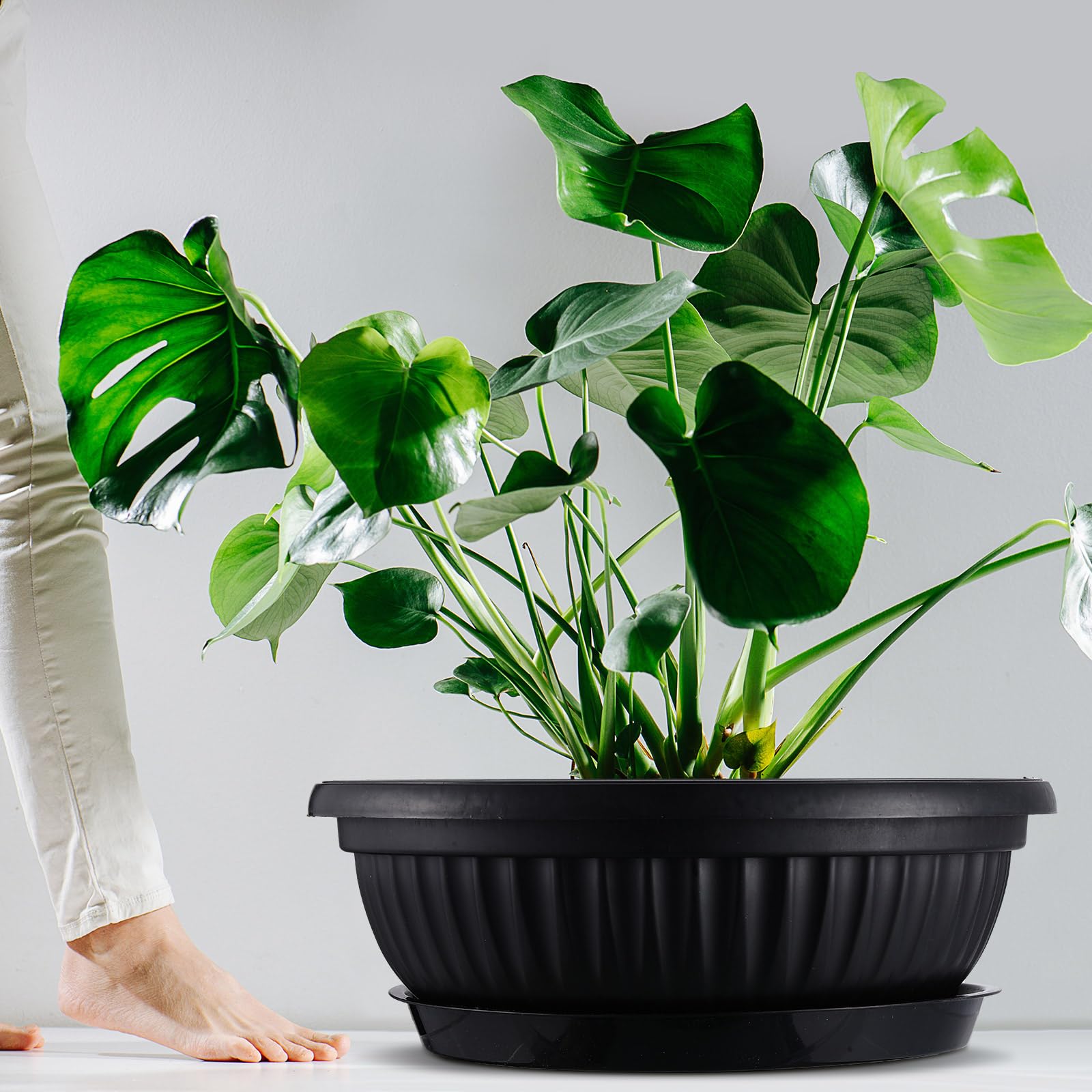 Amazon.com: Newtay 5 Sets Plant Pots 13 Inches Jumbo Plastic